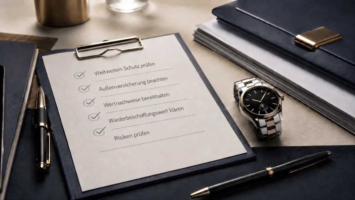 Checkliste zur Prüfung von Hausratgrenzen, Wertnachweisen und Risiken bei hochwertigen Uhren
